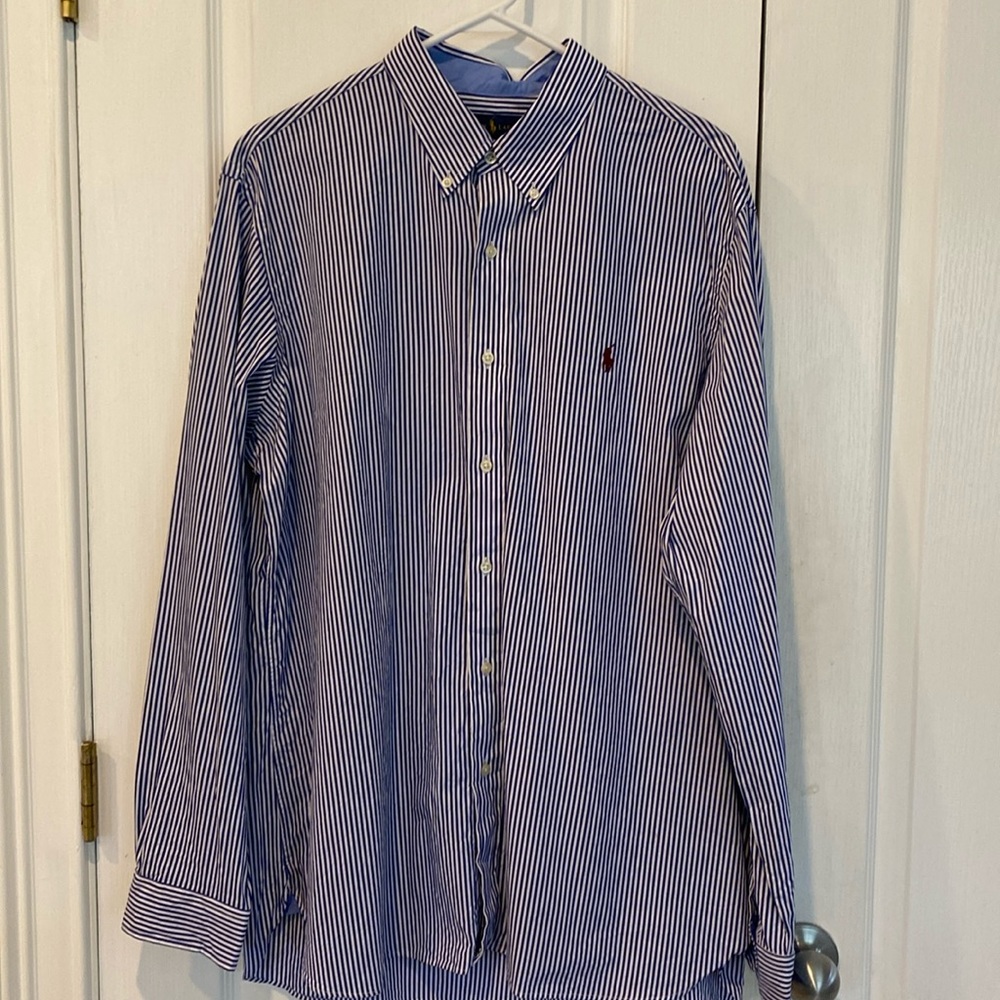 Ralph Lauren Blue Label, long sleeve button down shirt with red pony XL